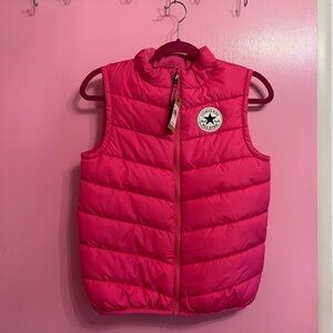 Converse All-Stars Girls Pink Puffer Vest Jacket L